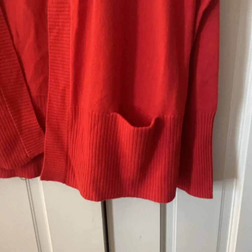 WoolOvers Red Open Front‎ Cardigan Small 90% Merino Wool 10% Cashmere Pockets